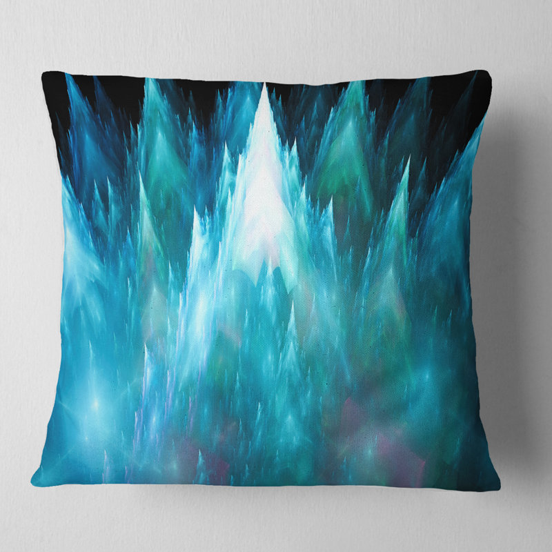 Fractal Crystals Design - Coussin imprimé abstrait, 16 po x 1 po, Coussin décoratif, Bleu