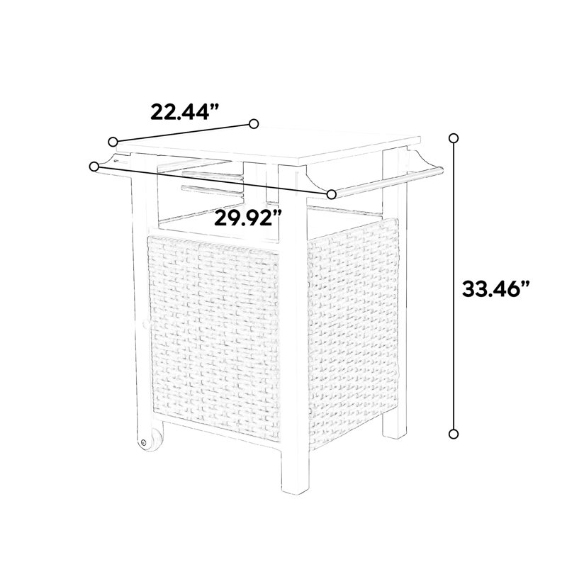 Chariot-bar extérieur: armoire roulante avec plateau et poignée en acier inoxydable, rangement brun