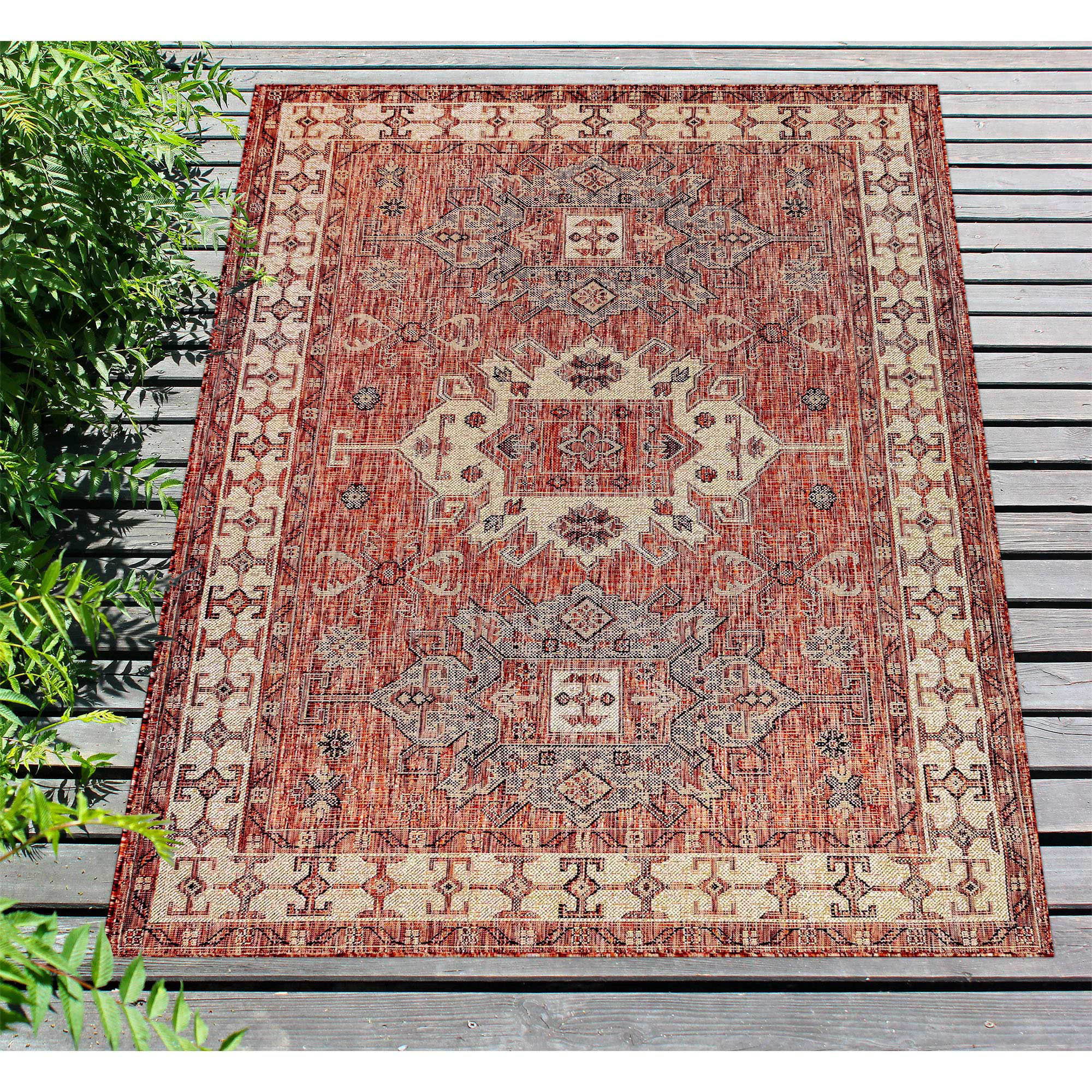 Bungalow Rose Modern Area Rug Carmel Kilim Indoor/Outdoor Rug Red | Wayfair