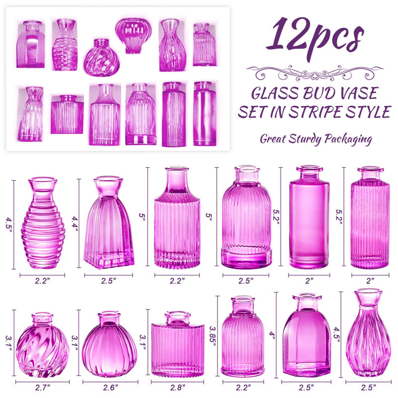 Ensemble de 12 vases Bud, Rose vif / Mauve