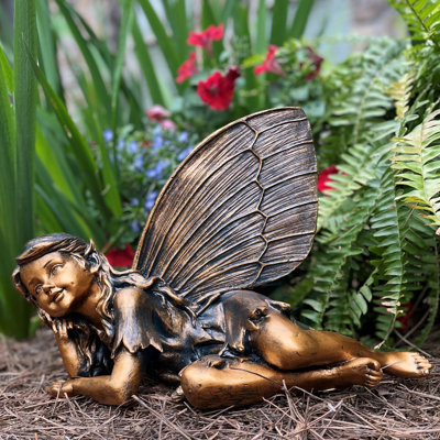 Suffolk Fairy Plants & Flowers Fantasy & Sci-Fi Fairies Tropical Angels & Cherubs Weather Resistant UV Resistant Stone Fiberstone Resin Garden Statue