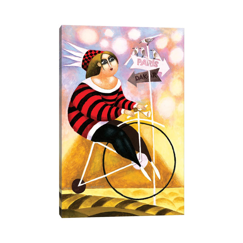 Cyclist - Wrapped Canvas Painting, 45.72cm H x 30.48cm W x 1.905cm D