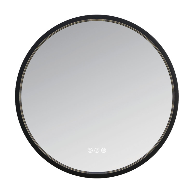 Kingston Brass Aurora 24-Inch Round LED Bathroom Mirror, Front and Back Light, Dimmable Touch Sensor Lighted Mirror