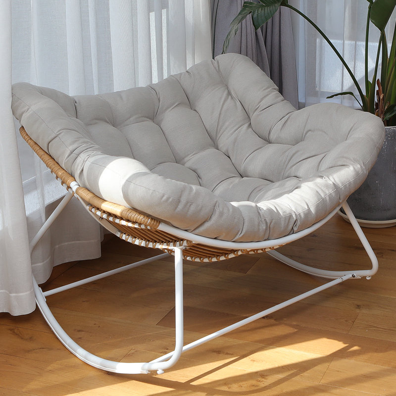 Chaise berçante Akishia, Gris, Blanc