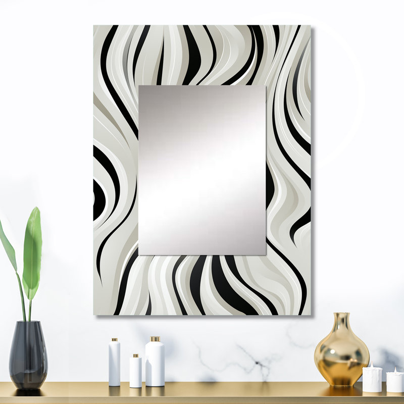 Bystrom noir et blanc zébré monochromatique élégance - miroir mural décoratif abstrait, miroir moderne, impression d'art en métal