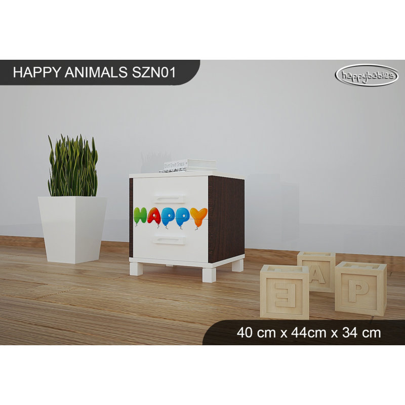 2 Drawer Nightstand, White/Blue