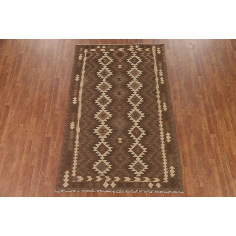 Tapis géométrique à motif oriental kilim 5 x 8
