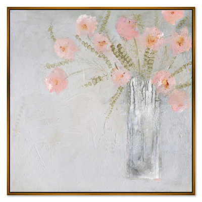 «Pink Carnations» par Jill Krasner - Peinture sur toile à cadre unique