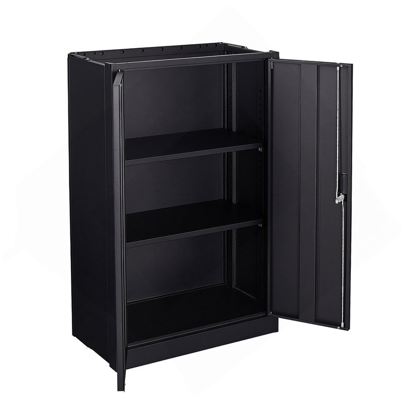 Metal Storage Cabinet With Locking Doors And Adjustable Shelf, Black