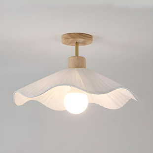 Plafonnier semi-encastré blanc de style moderne avec abat-jour en tissu