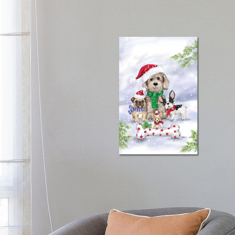 Christmas Dogs by MAKIKO - Wrapped Canvas Print, 66.04 cm H x 45.72 cm W x 1.91 cm D