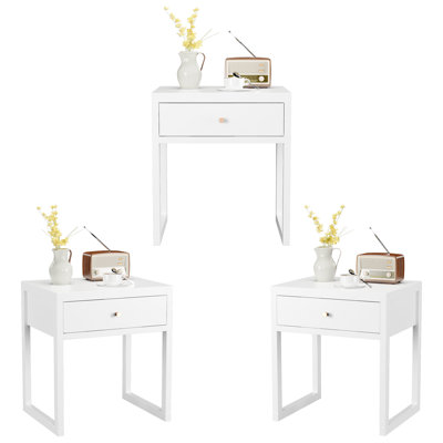 Table de chevet blanche moderne avec tiroir (table de chevet seulement)