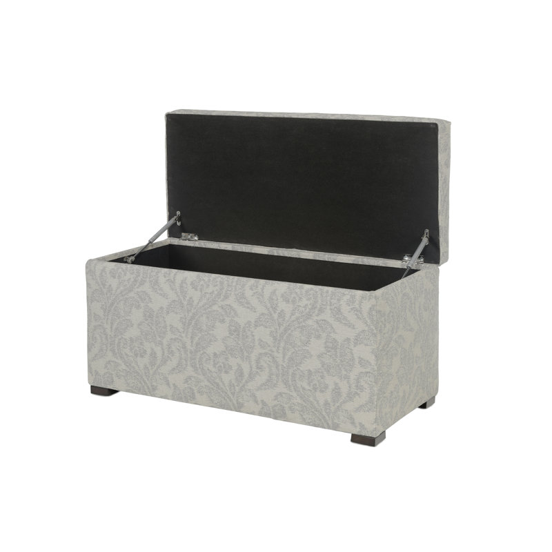 Banc de rangement rembourré Dawoud, H 19 po x l 36 po x P 18 po, Brume