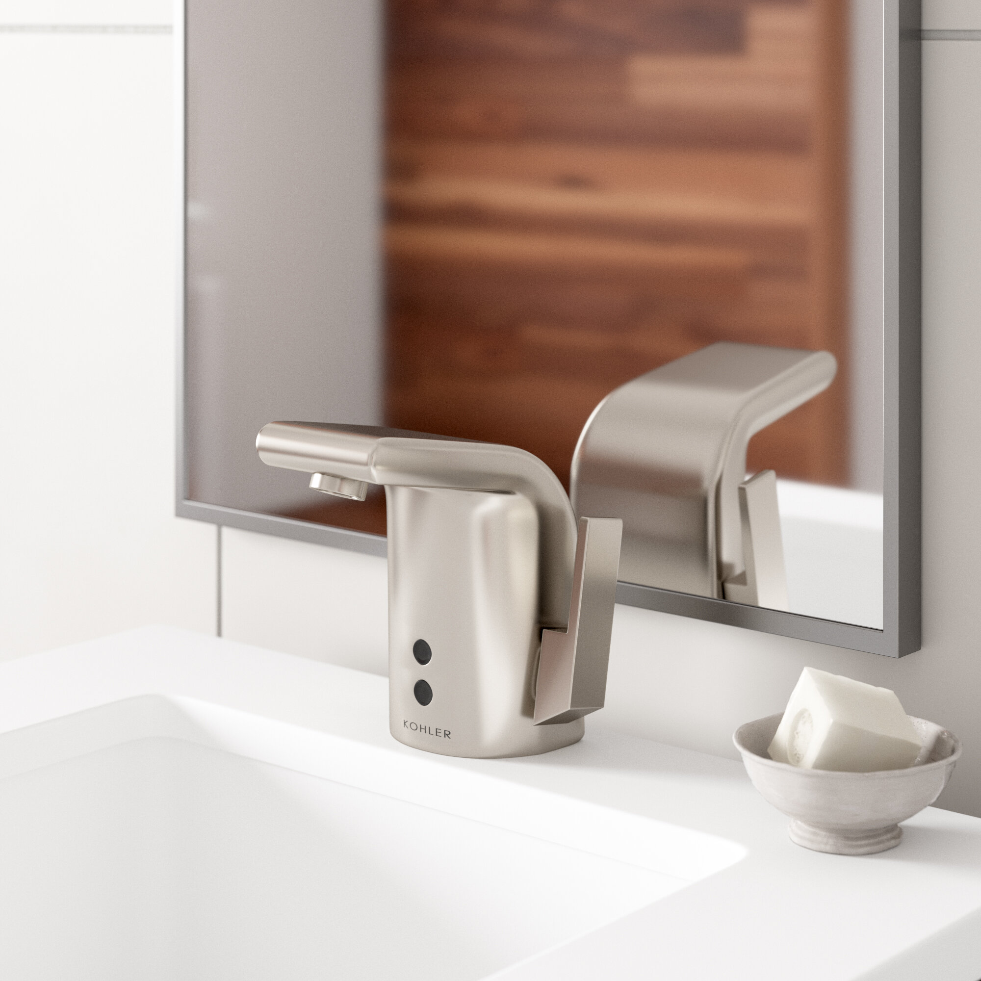 Kohler Sculpted Single-Hole Touchless Hybrid Energy Cell-Powered Commercial  Bathroom Sink Faucet with Insight Technology, Temperature Mixer and 5-3/4