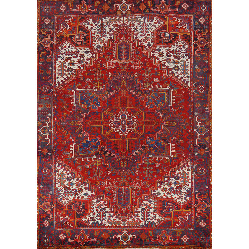 Tapis rouge géométrique 9 x 11 po