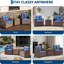 Ensemble de meubles de patio 3 pièces, chaises en rotin PE, table en verre, ensemble en osier pour balcon sur jardin, brun bleu-1814541807-1814541801