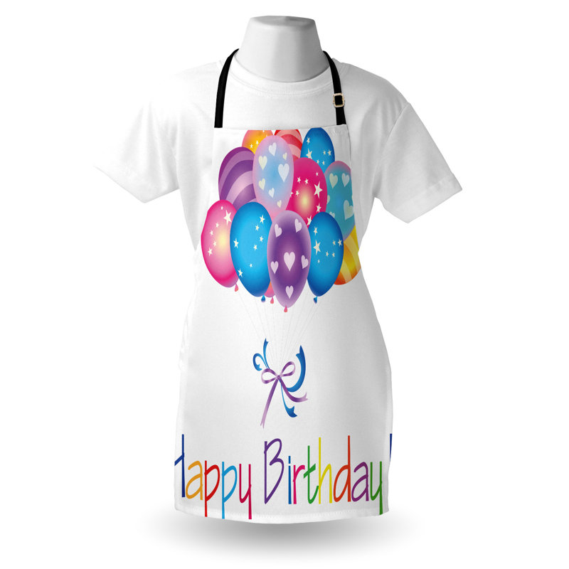 Multicolore, tablier d'anniversaire The Party Aisle ™ unisexe, cœurs de bouquet de ballons, taille adulte