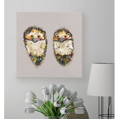 " Hedgehog Duo On Soft Gray " by Eli Halpin
