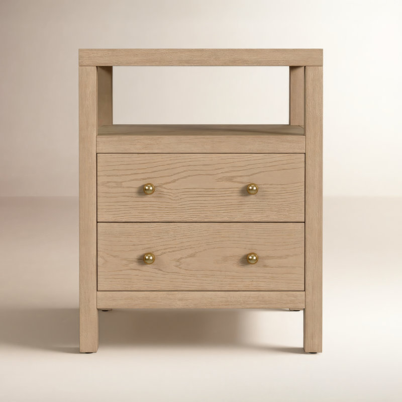 Celine 21" 2-Drawer Nightstand, Light Oak