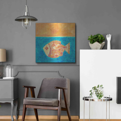 «Dovecove», art mural en métal «Fish with Spiral Sun» par Casey Craig