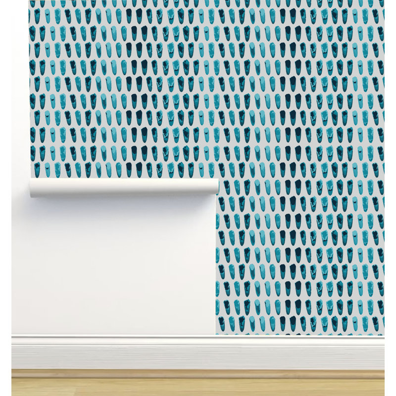 Rouleau de papier peint texturé L 12 pi x l 2 pi Monor Designs, Bleu blanc