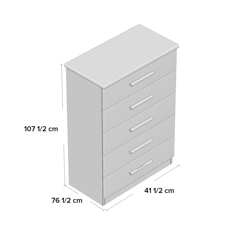 Fully Assembled Yvette 5 Drawer Chest, Black/Cream