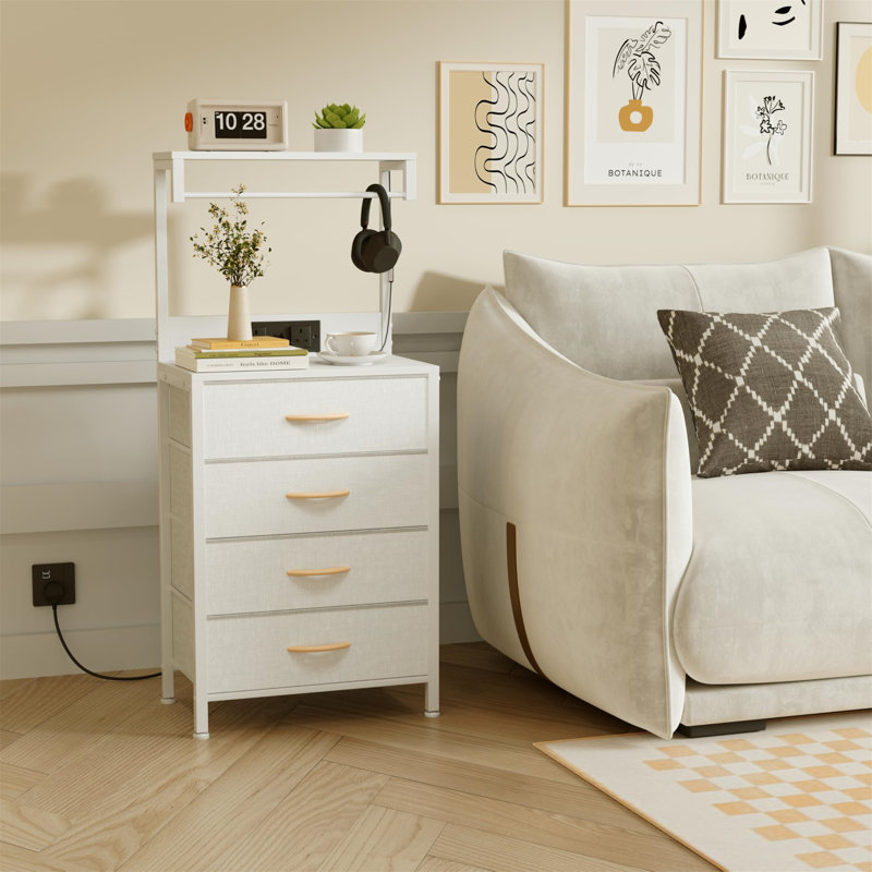 38.5cm W Metal Bedside Table
