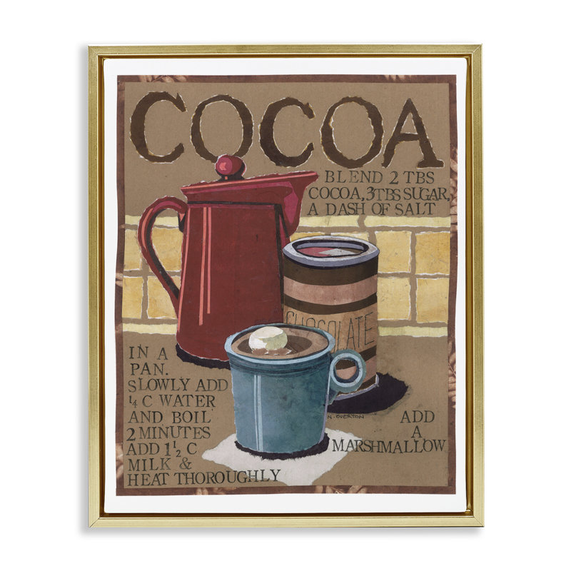 «Hot Cocoa Recipe», art mural encadré flottant par Nancy Overton, Cadre flottant métallique doré, H 21 po x l 17 po