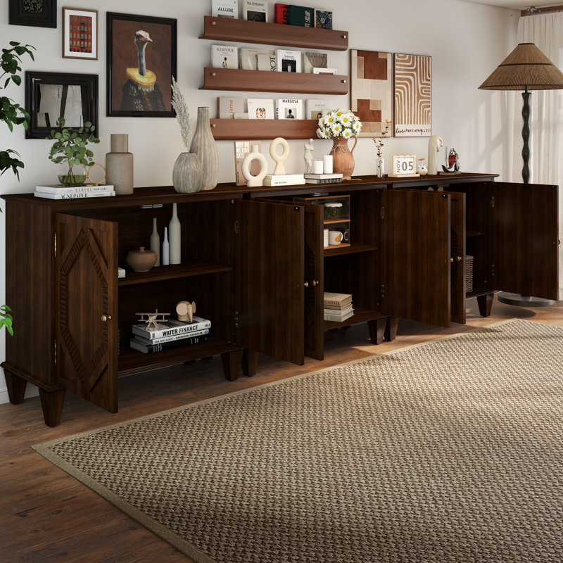 Buffet 33,6 "en bois rétro, noyer, Noyer, Doré