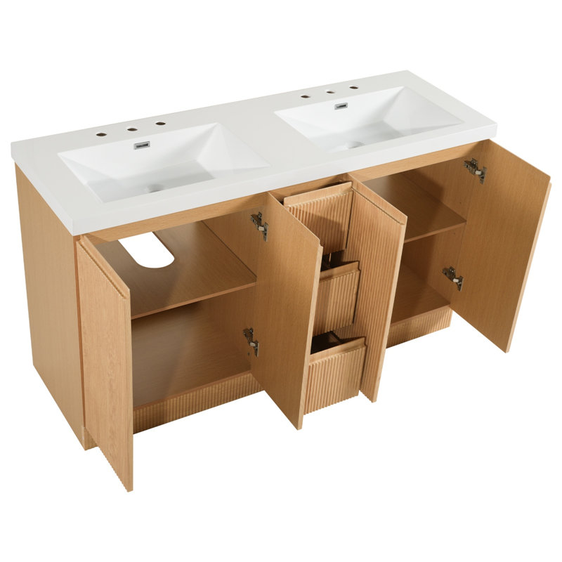 Meuble-lavabo double 59 po avec dessus 59 po