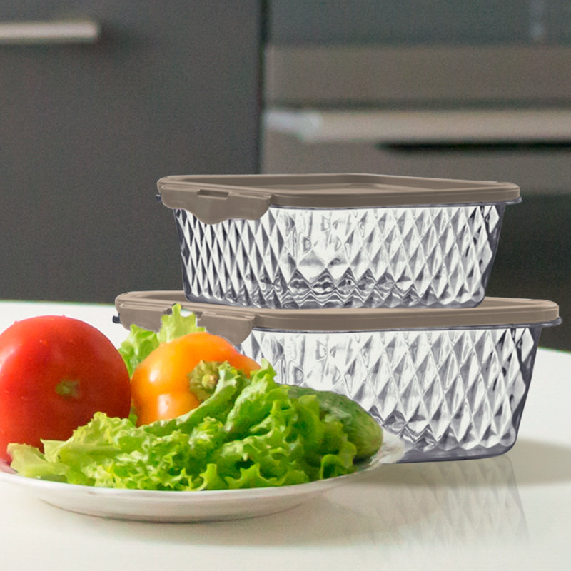 Ensemble de 3 contenants alimentaires Crystal, Brun