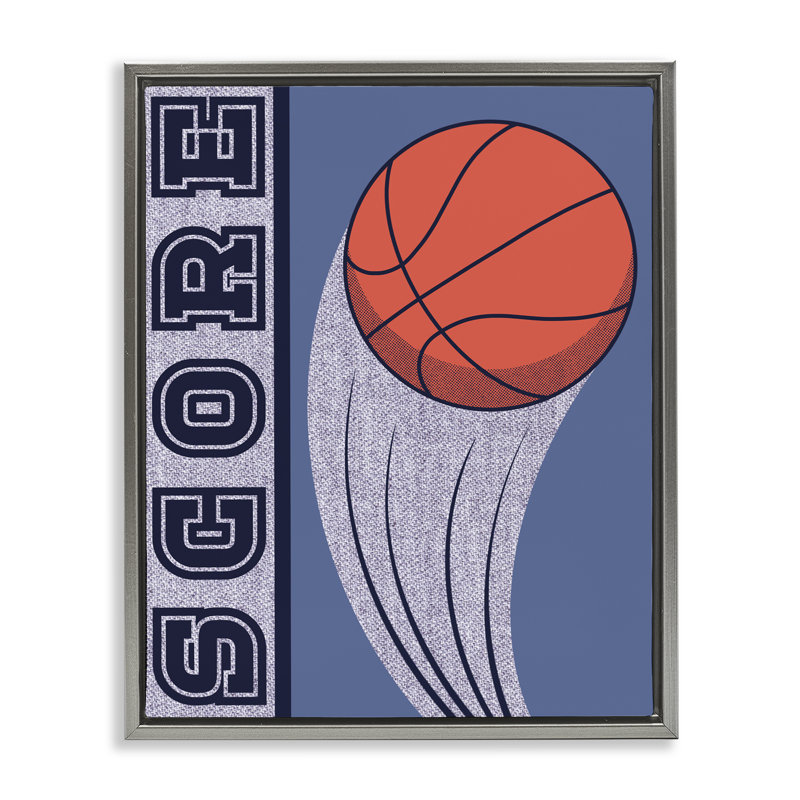 Cadre flottant de basketball Score Score, design par Marcus Prime, H 21 po x l 17 po, Cadre flottant gris lustré