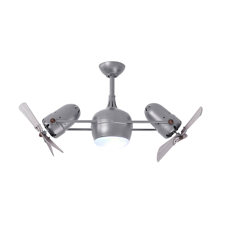 41" Dagny 6-Blade Dual Ceiling Fan with Wall Remote, Brushed Nickel, Barn Wood Tone