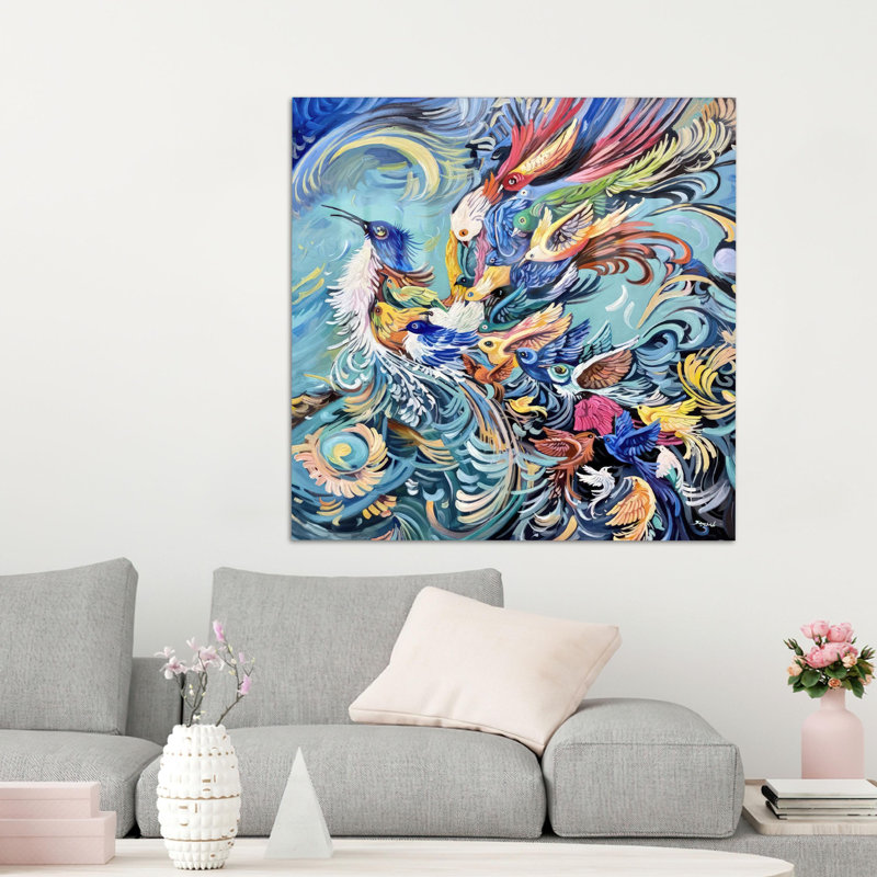 Grand art mural en verre mettant en vedette un oiseau Phoenix pour une expérience unique, H 23,6 po x l 23,6 po
