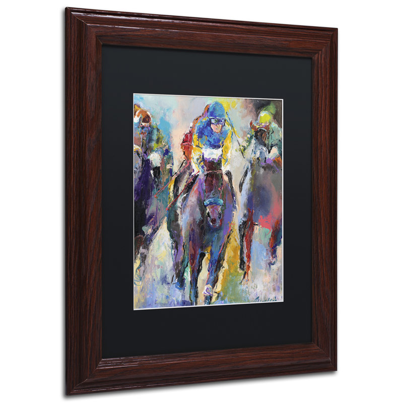 « jockeys », reproduction sur toile, H 14 po x l 11 po x P 0,5 po, Noir, Encadrement grain de bois