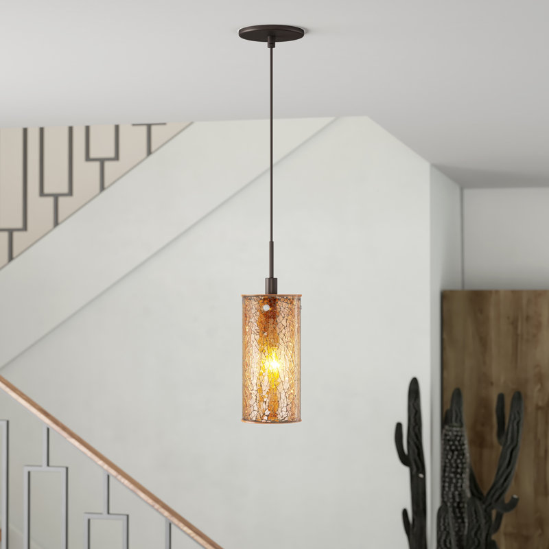 1 - Light Single Pendant, Nickel, Faux Opal Cylinder
