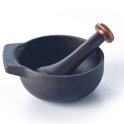 Alva Nori 4" Enameled Cast Iron Mortar and Pestle Set, 2-Cup Capacity