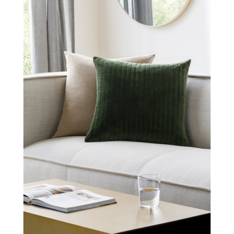 Beirne Cotton Throw Pillow, Polyester/Polyfill, 18" x 18", Medium Green