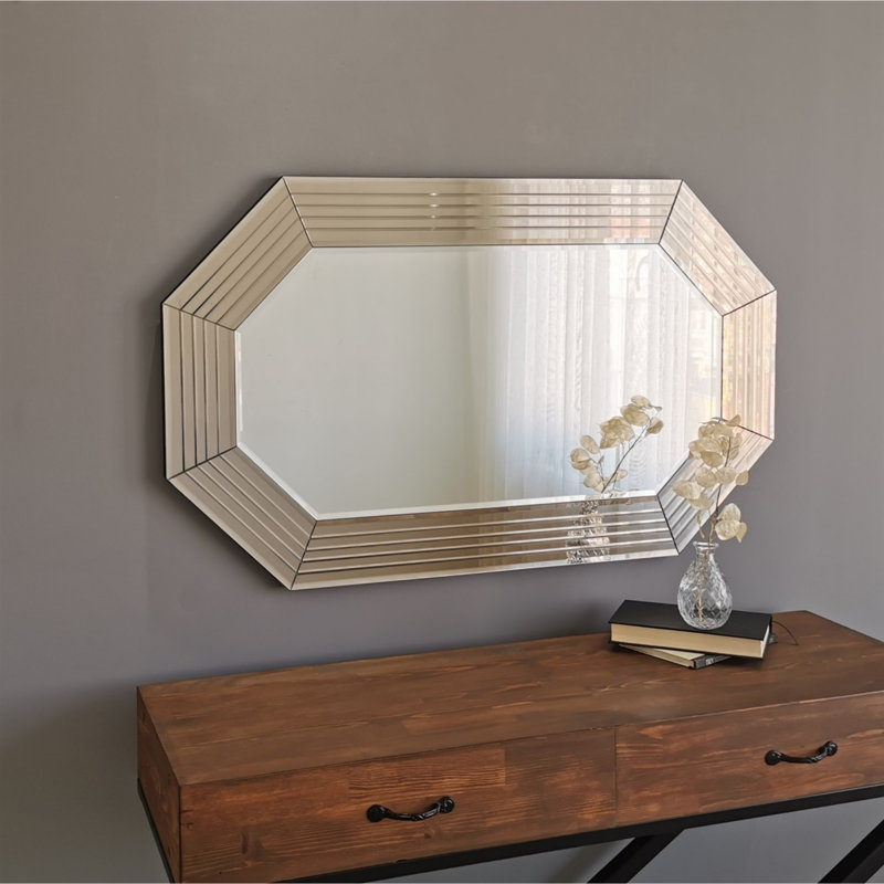 Miroir mural moderne en bronze, 39,4 x 23,6 po | Fabrication 100% MDF, réglable horizontalement et verticalement | Assemblé, conception élégante de couleur unie pour un décor contemporain | Parfait pour le salon et le vestibule