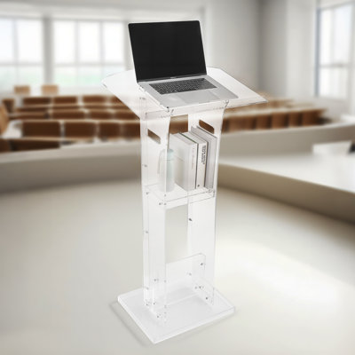 Podium avec tablette de rangement en acrylique portative de 43 po