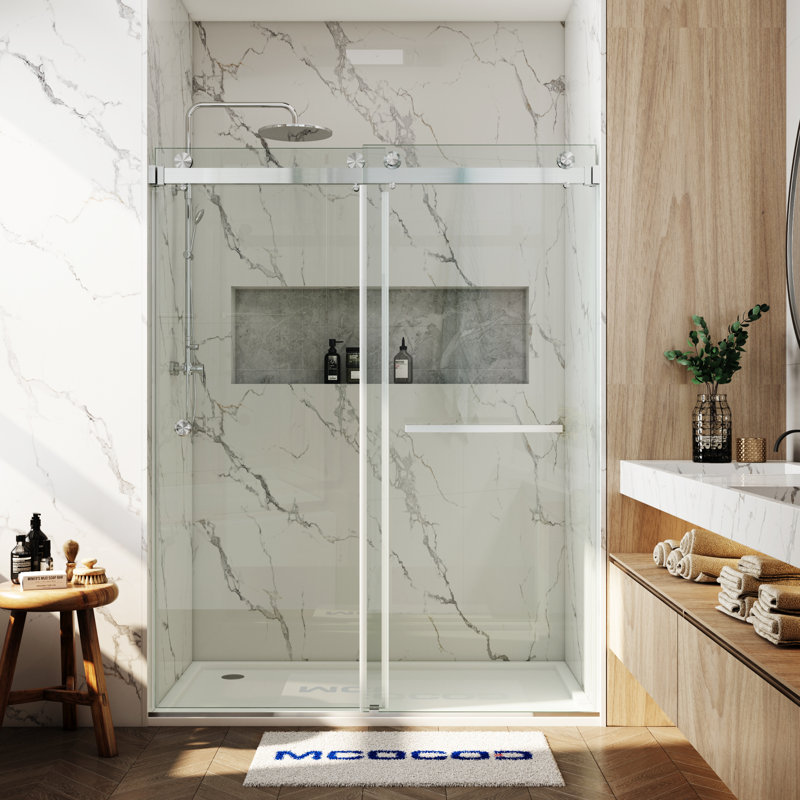 Opal Mirage MCOCOD 56-61" W x 79" H Double Sliding Smooth Sliding Soft Closing Shower Door, 3/8" (10mm)Clear Glass