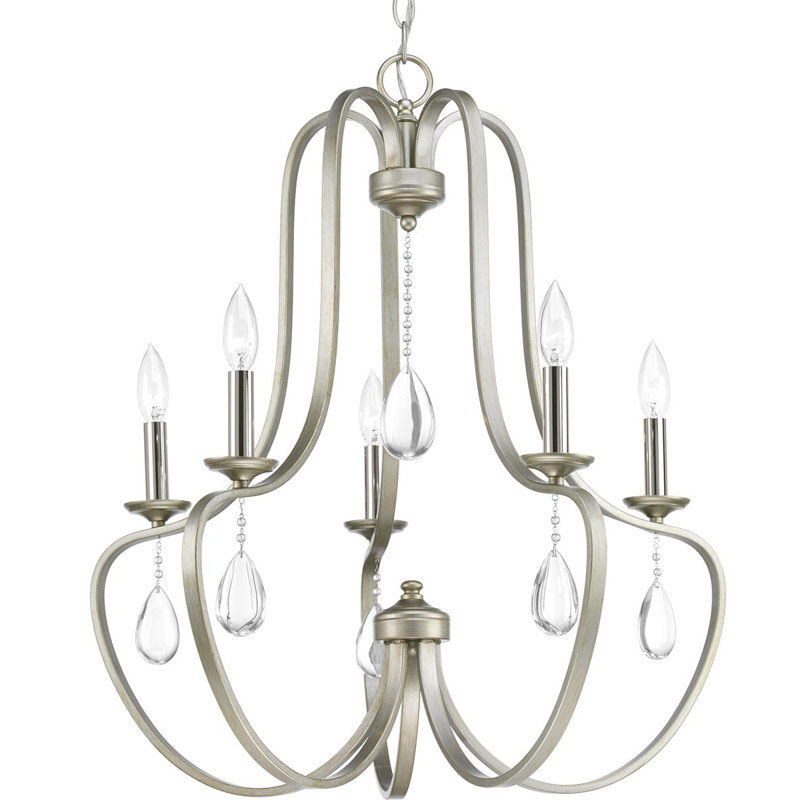 Lustree empire 5 lumières à bougie de style bougie Valeria, Crête argent