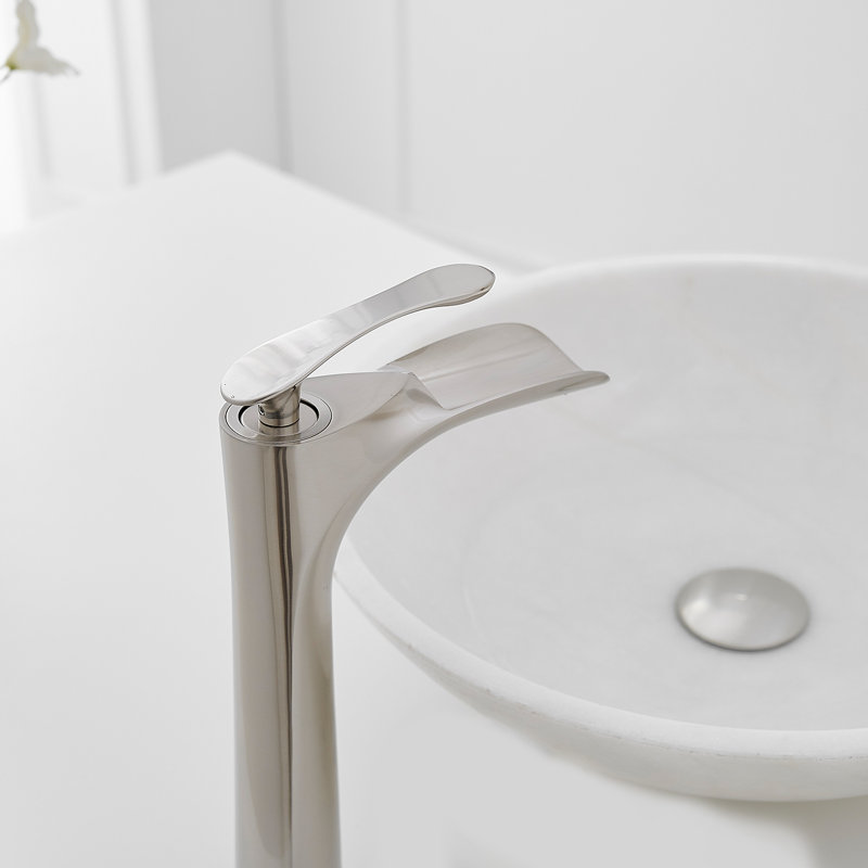Waterfall Single Hole Single Handle Bathroom Vessel Sink Faucet, Brushed Nickel