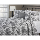 Jamestown toile black and white 4 Piece Quilt Set