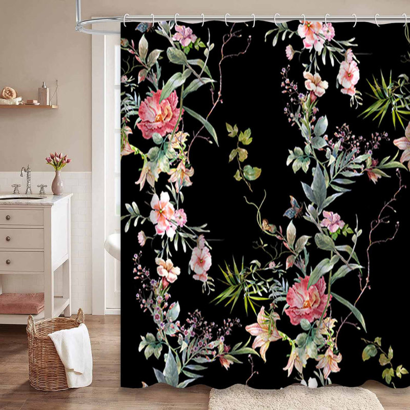 Rideau de douche aquarelle abstrait coloré avec 12 crochets, 72" L x 72" W