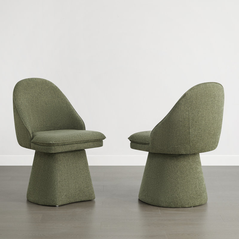 Swivel Fabric Upholstered Dining Chair, 2, Moss Green