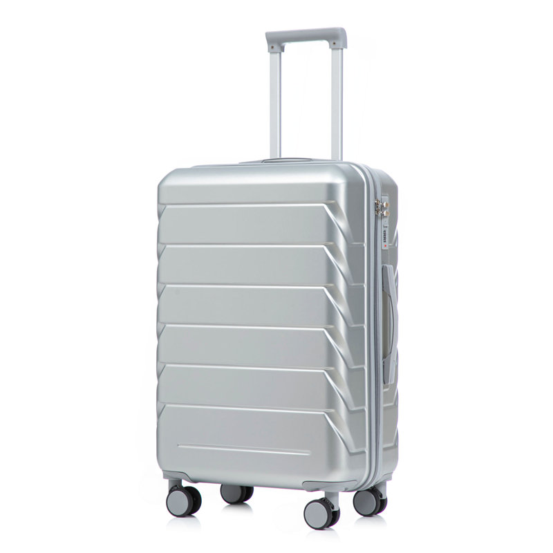 Grand bagage à carreaux en plastique dur 28 pouces ABS - Surface résistante aux égratignures Quatre roues multidirectionnelles, avec serrure à combinaison et crochets latéraux