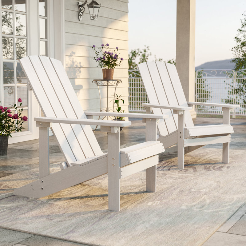 Chaise Adirondack en plastique Lall, Blanc