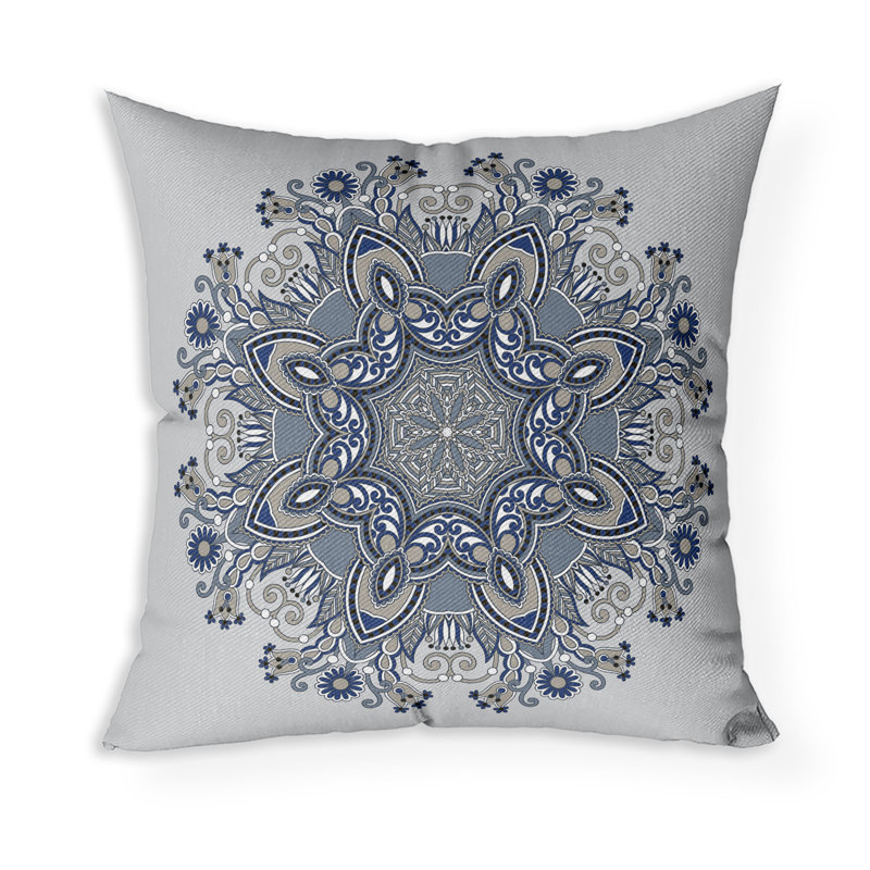 Coussin décoratif intérieur / extérieur Celestial Circles, H 16 po x l 16 po, Bleu / Beige