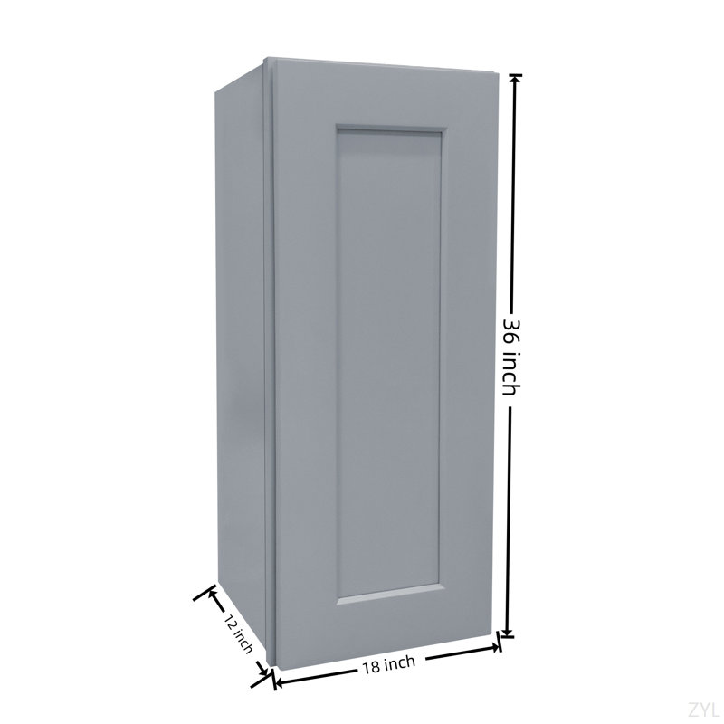 Dark Grey Solid Wood Door Wall Cabinet Door And Shelve For Kitchen Storage, Bathroom Storage, Laundry,Adjustable Shelves Ready To Assemble